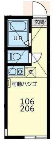 ユナイト元住吉ミ・ディスピアーチェ(ワンルーム/2階)の間取り写真