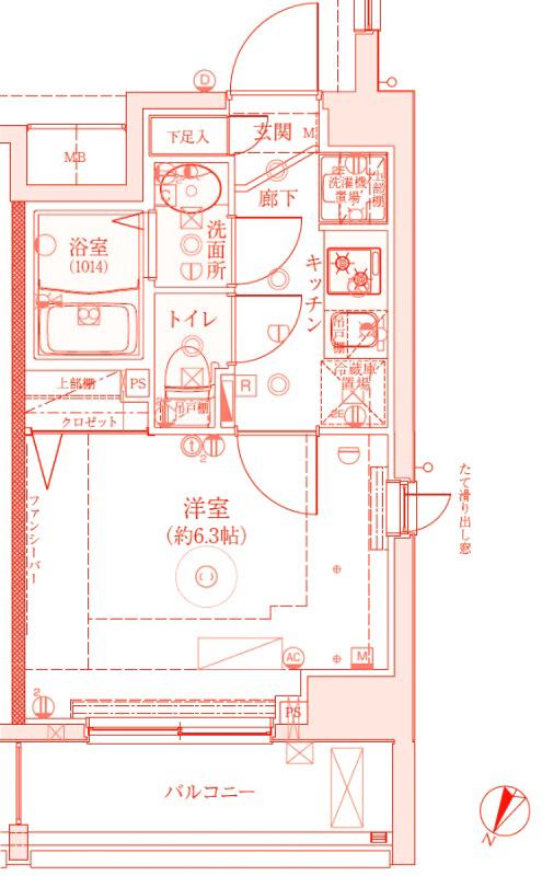 クレイシア西横浜(1K/10階)の間取り写真