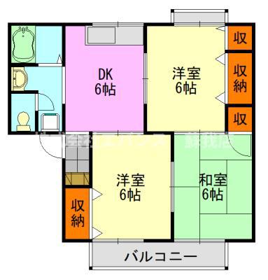 ファインヒルズII(3DK/1階)の間取り写真