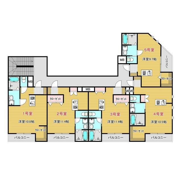 ベルグランデ弐番館(ワンルーム/2階)の間取り写真