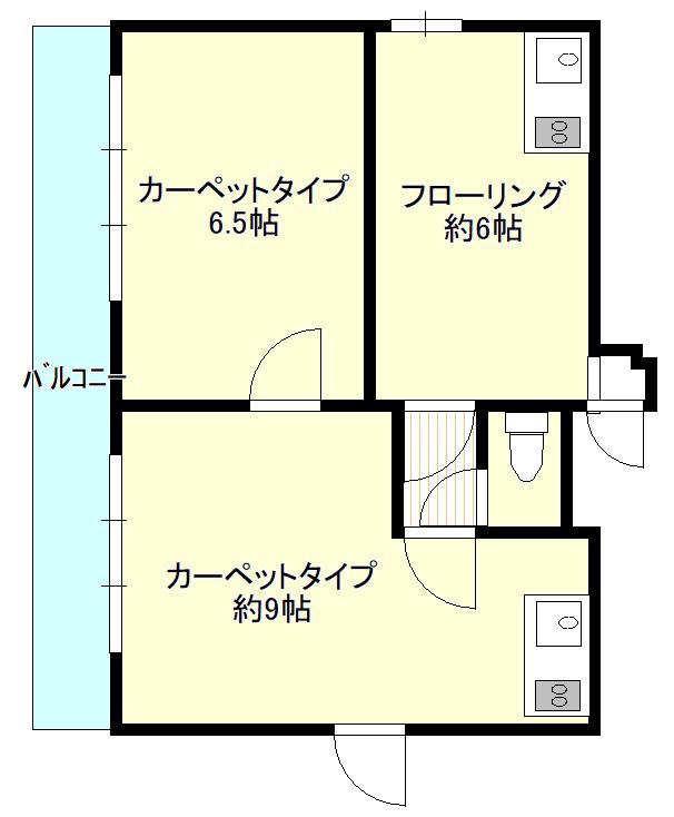 古川ビル(3K/2階)の間取り写真