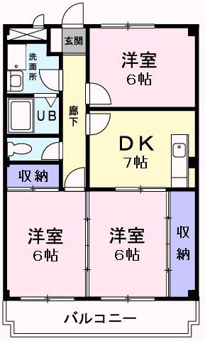 山彦パーク(3DK/2階)の間取り写真