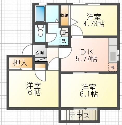 プレシールT II(3DK/1階)の間取り写真