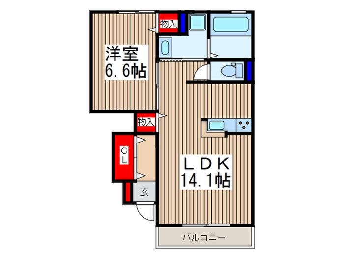 エルメゾン霞(1LDK/1階)の間取り写真