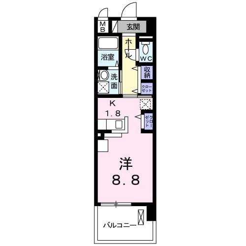 ラディエンス狭山台(ワンルーム/3階)の間取り写真