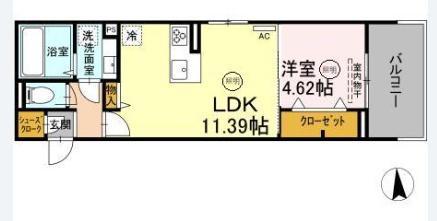 ガーデンリーフ花ヶ島(1LDK/3階)の間取り写真