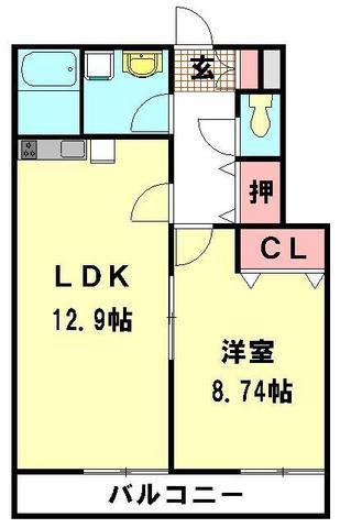 プリマベーラ鴨川(1LDK/1階)の間取り写真