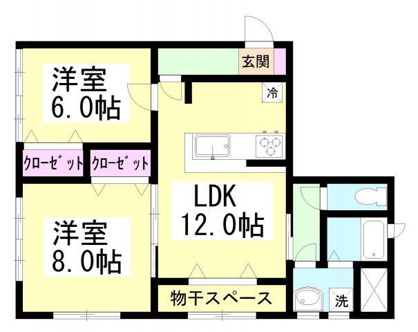 HANAYA第2ビル(2LDK/2階)の間取り写真