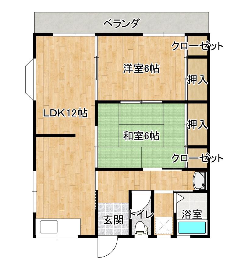 ファーストハイツC棟(2LDK/2階)の間取り写真