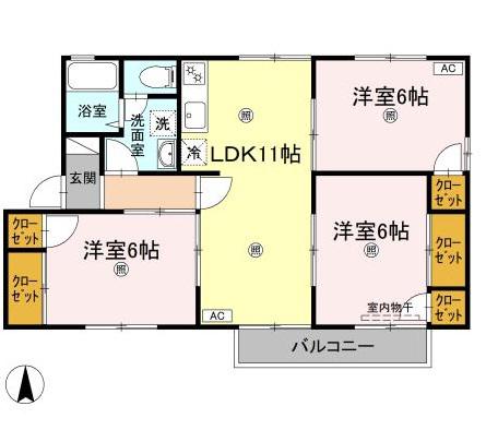 ヴィラアスカE(3LDK/2階)の間取り写真