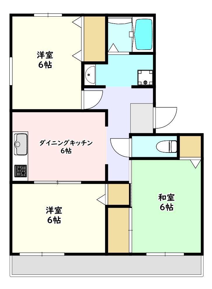 グリーンパーク(3DK/2階)の間取り写真