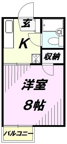 リバーサイドハイツC棟(1K/2階)の間取り写真