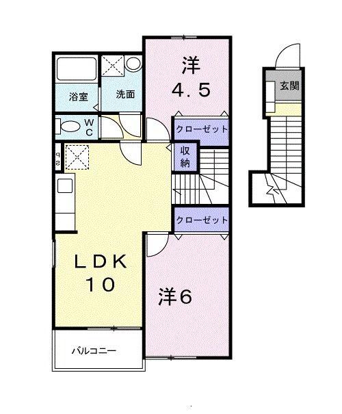 リーオ・グランデA(2LDK/2階)の間取り写真