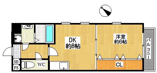 ビエラ江戸堀(1DK/9階)の間取り写真