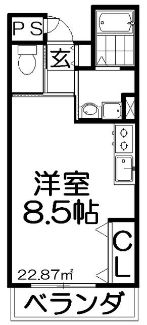 シャンテー中宮3(ワンルーム/2階)の間取り写真