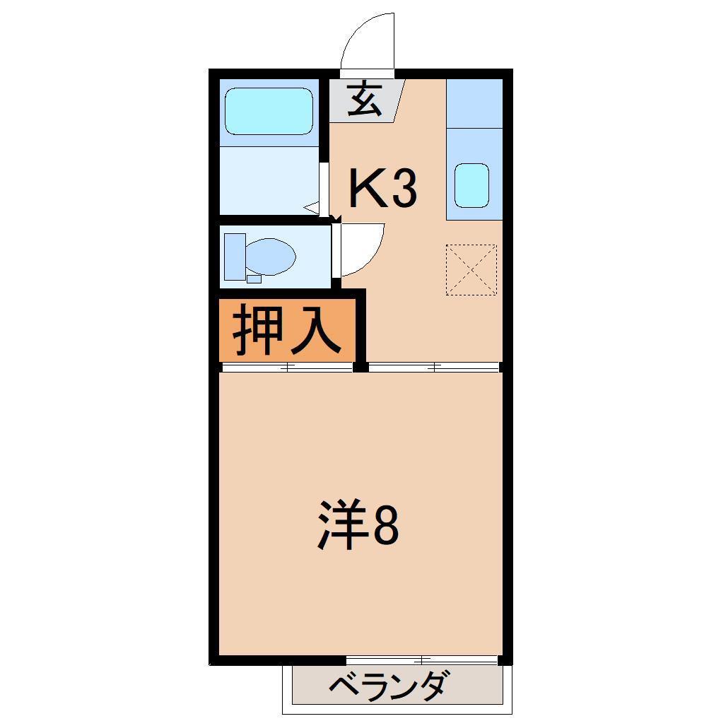 メゾネットAI(1K/2階)の間取り写真