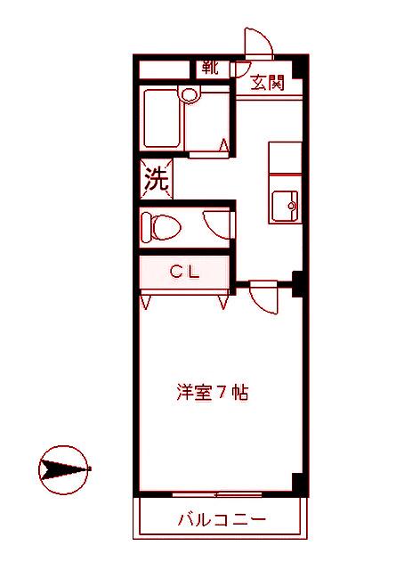 プルメリア元住吉(1K/3階)の間取り写真