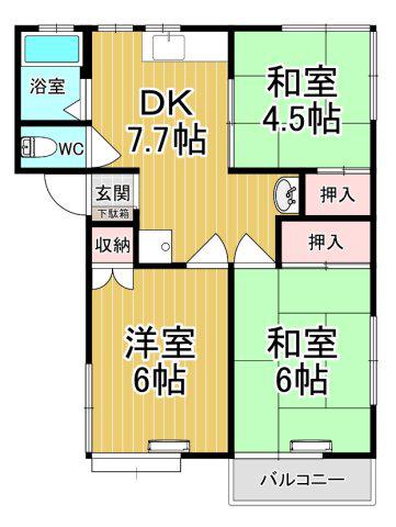 桐生ハイツ(3DK/1階)の間取り写真