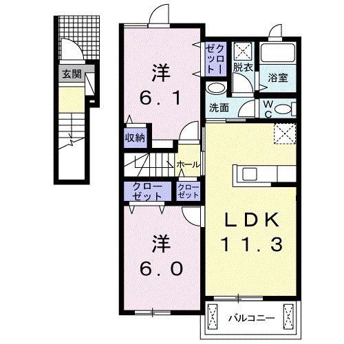 メゾン・ド・エスポワール(2LDK/2階)の間取り写真