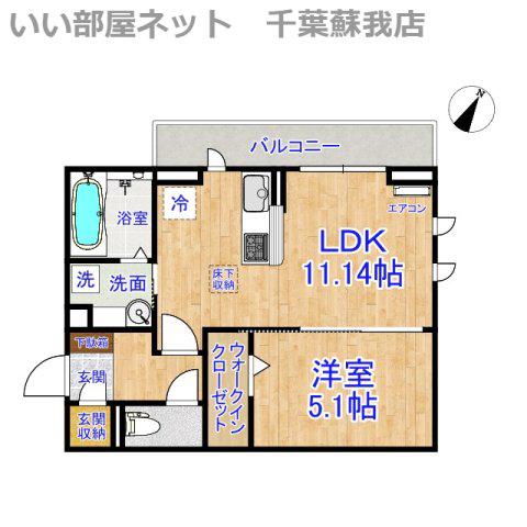 D-ROOM君塚IA(1LDK/1階)の間取り写真