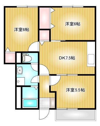 サンシャインA(3DK/1階)の間取り写真