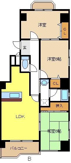 ピュアⅡ原町(3LDK/5階)の間取り写真