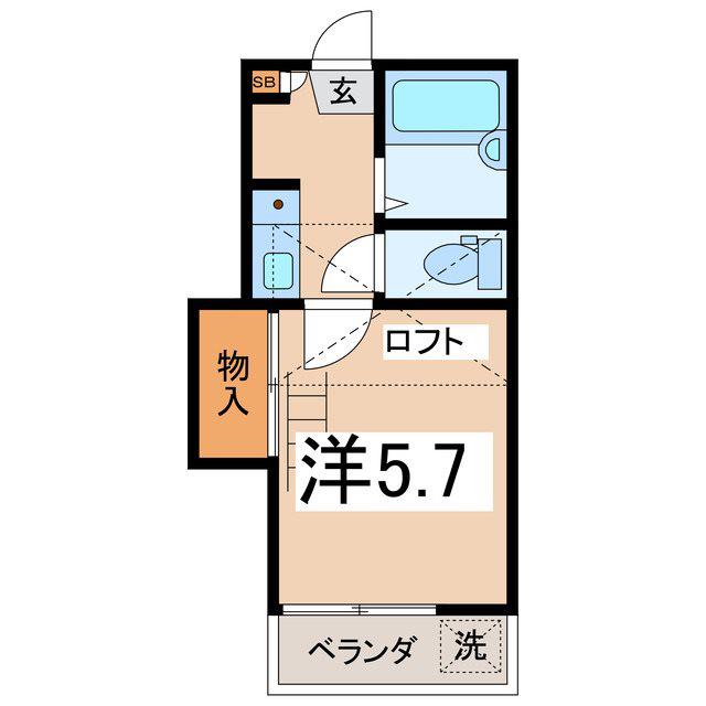 ベラヴィータ南甲府(1K/2階)の間取り写真