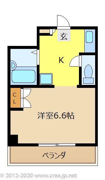 ポプルス志木(ワンルーム/5階)の間取り写真