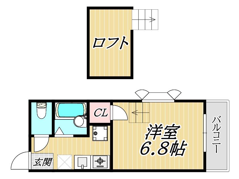 シンブコーポ(1K/3階)の間取り写真
