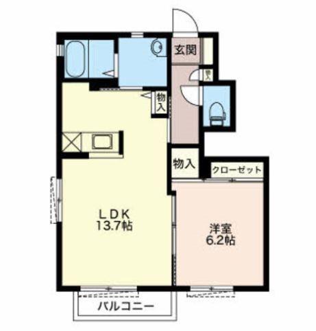 ラウレア(1LDK/1階)の間取り写真
