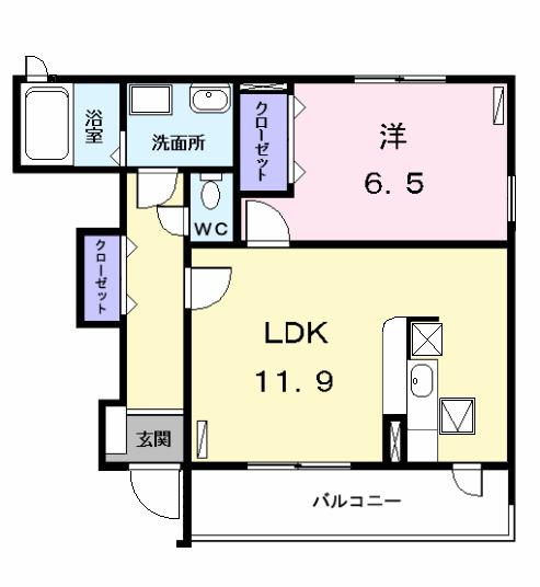 ETERNAL 牛立 S(1LDK/1階)の間取り写真