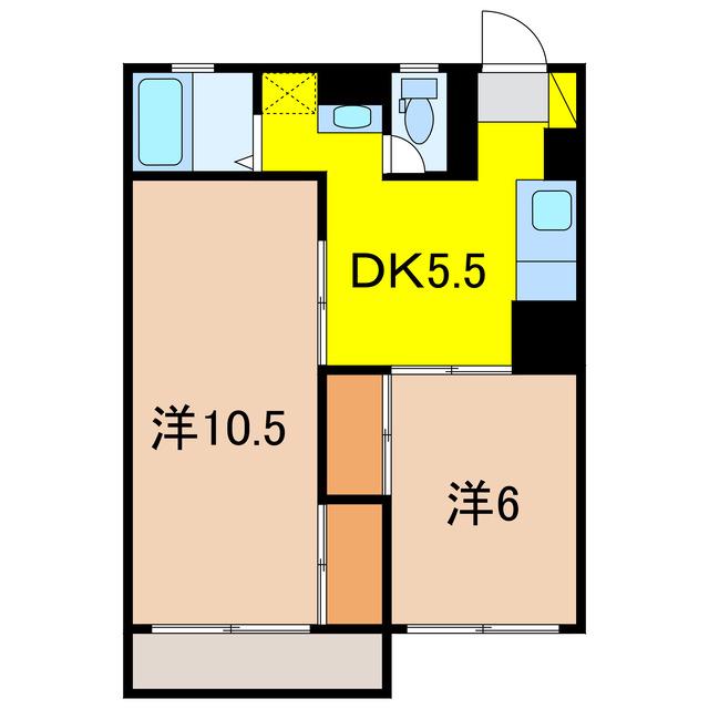 マンションメゾンわたり 402(2DK/4階)の間取り写真