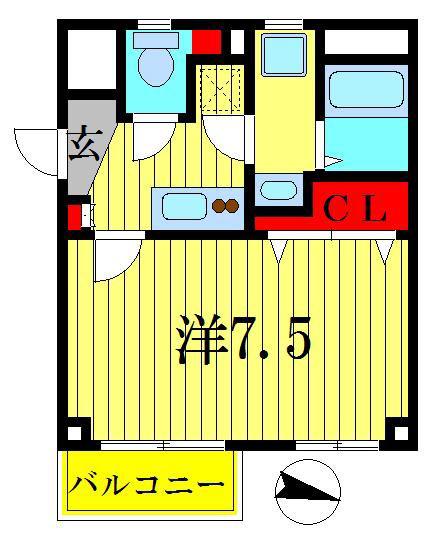 金町ヒルズB(1K/3階)の間取り写真