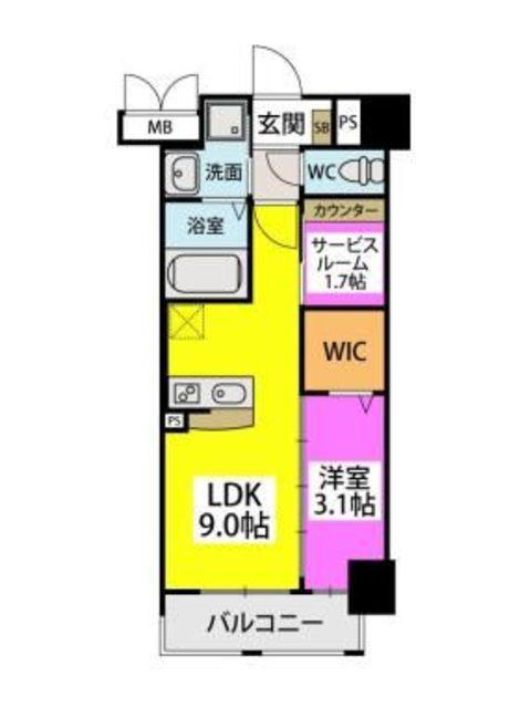 ラフィーネ箱崎駅前(1SLDK/2階)の間取り写真