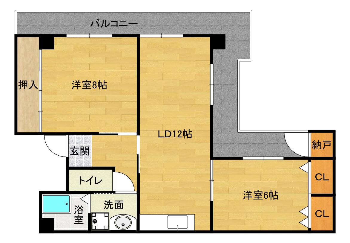 GRADO歯大前(2LDK/6階)の間取り写真