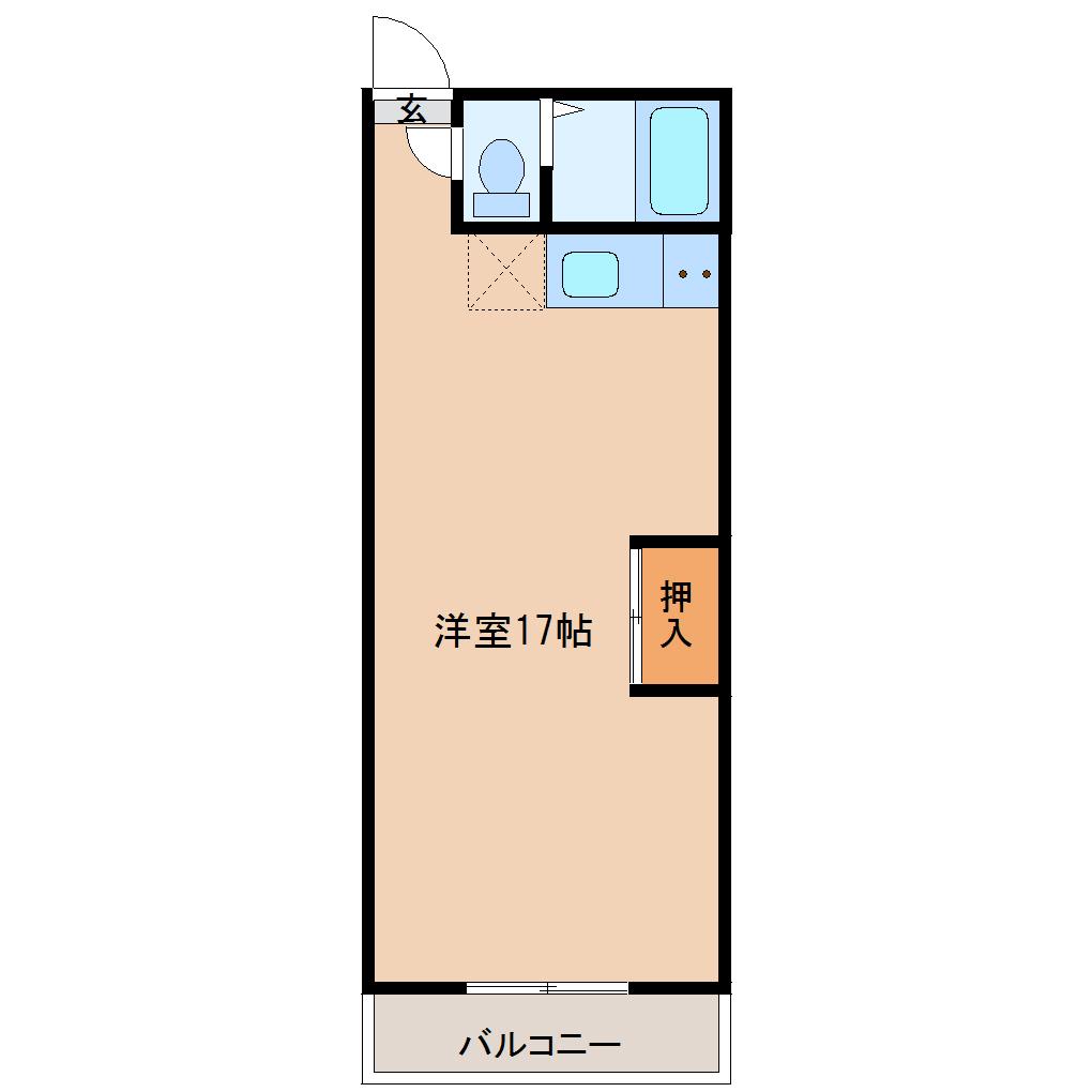 宮城野コーポ(ワンルーム/2階)の間取り写真