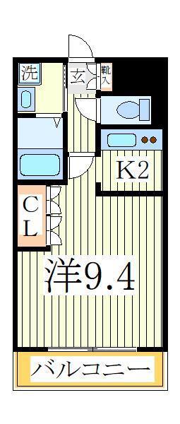 グリーンキャッスルII(1K/1階)の間取り写真