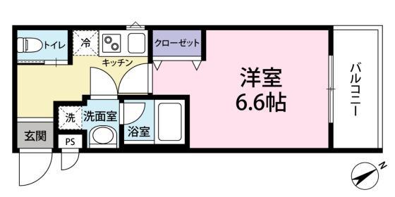 VIALE赤迫(1K/2階)の間取り写真