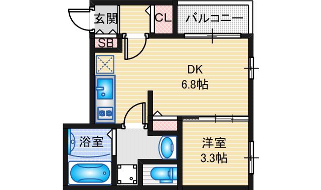 ハーモニーテラス田光町II(1DK/3階)の間取り写真