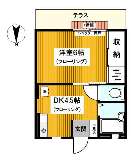 トゥニールメゾン(1DK/1階)の間取り写真
