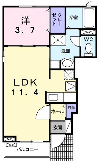 シュヴェスタ- II(1LDK/1階)の間取り写真