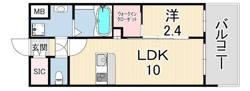 セレニテ西元町アリエ(1LDK/6階)の間取り写真