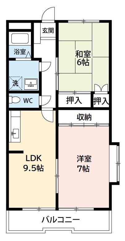 マンション巴(2LDK/4階)の間取り写真