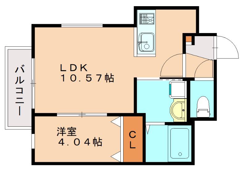 CHERIM竹下III(1LDK/1階)の間取り写真