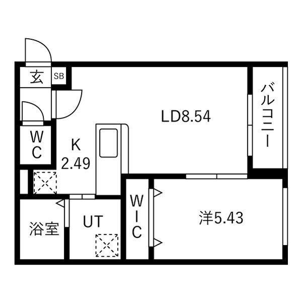 グランラヴィーヌ八軒(1LDK/4階)の間取り写真