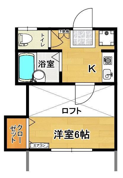 パレス安積III(1K/1階)の間取り写真