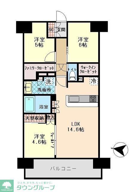 リストレジデンス越谷大袋(3LDK/4階)の間取り写真