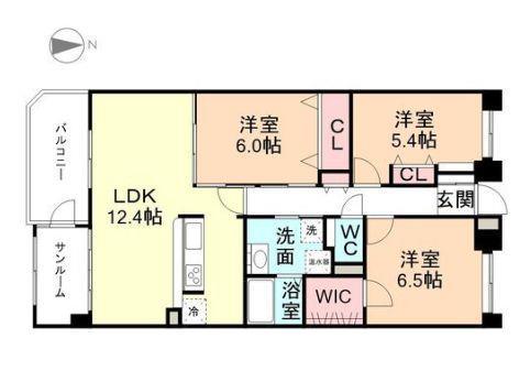 シェモア堀川(3LDK/1階)の間取り写真