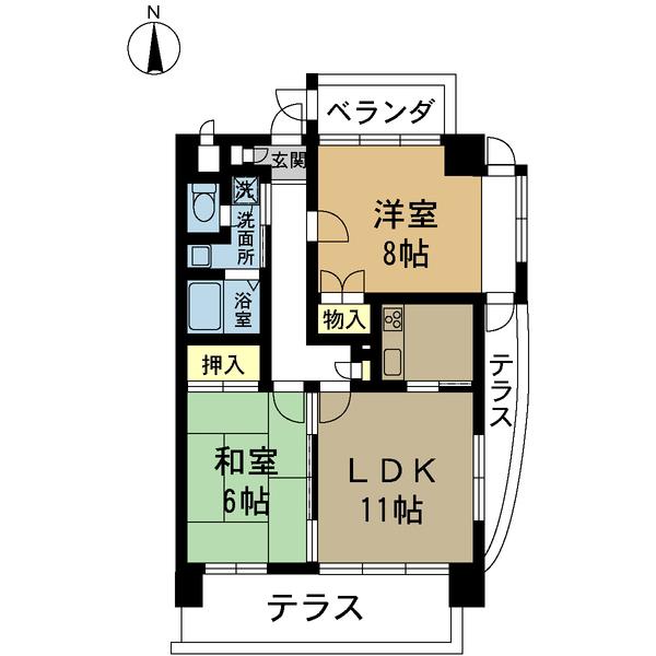 フォレスタ新伊丹(2LDK/2階)の間取り写真