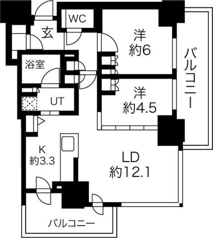 ザ・札幌タワーズ ウエストタワー(2LDK/13階)の間取り写真
